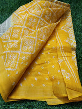 Load image into Gallery viewer, Yellow Bandini Print Cotton sarees
