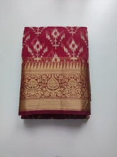 Load image into Gallery viewer, Marron Ikkat Print Kanchi Organza saree
