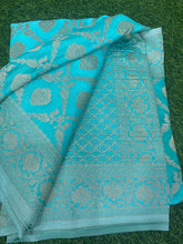 Load image into Gallery viewer, Sky Blue designer soft crepe georgette silk
