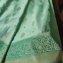 Load image into Gallery viewer, Pista green and green  Designer Crepe Georgette Buttas sarees
