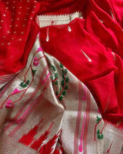 Load image into Gallery viewer, Red Paithani Georgette Silk sarees
