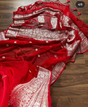 Load image into Gallery viewer, Red Pure Khaddi Chiffon sarees
