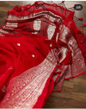 Load image into Gallery viewer, Red Pure Khaddi Chiffon sarees
