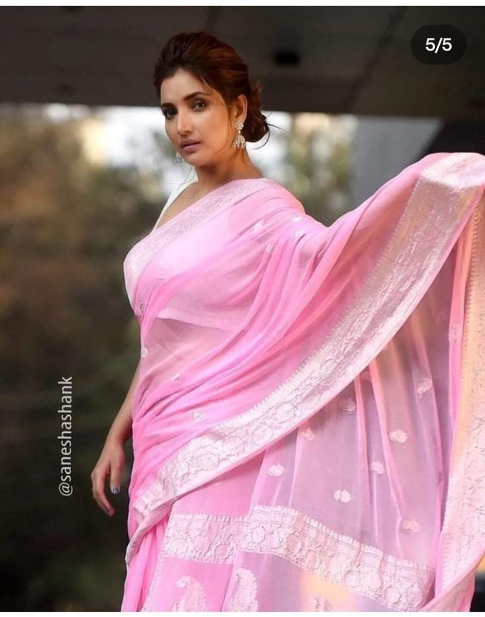 Pink Pure Khaddi Chiffon sarees