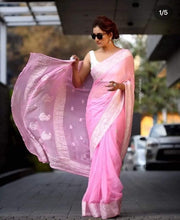 Load image into Gallery viewer, Pink Pure Khaddi Chiffon sarees
