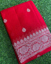 Load image into Gallery viewer, Red Pure Khaddi Chiffon sarees
