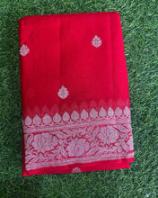 Load image into Gallery viewer, Red Pure Khaddi Chiffon sarees
