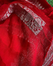 Load image into Gallery viewer, Red Pure Khaddi Chiffon sarees
