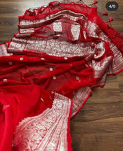 Load image into Gallery viewer, Red Pure Khaddi Chiffon sarees
