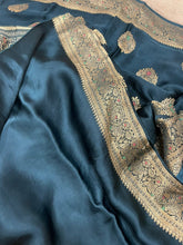 Load image into Gallery viewer, Ink Blue  Meenakri Banarasi satin sarees
