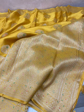 Load image into Gallery viewer, Masturd Yellow Meenakri Banarasi satin sarees
