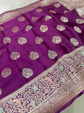 Load image into Gallery viewer, Purple Banarasi satin sarees
