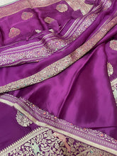 Load image into Gallery viewer, Purple Banarasi satin sarees
