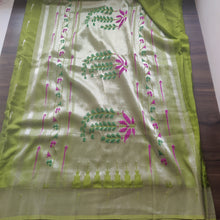 Load image into Gallery viewer, Mehendi Green Paithani Soft Georgette Sarees
