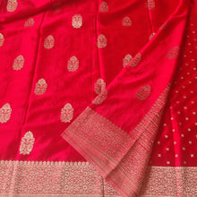 Load image into Gallery viewer, Red Designer Crepe Georgette Buttas sarees
