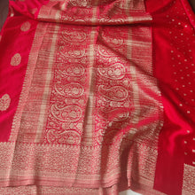 Load image into Gallery viewer, Red Designer Crepe Georgette Buttas sarees
