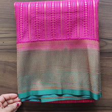 Load image into Gallery viewer, Pink and green  soft silk sarees
