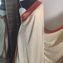 Load image into Gallery viewer, Cream and Red Chex Semi Georgette sarees
